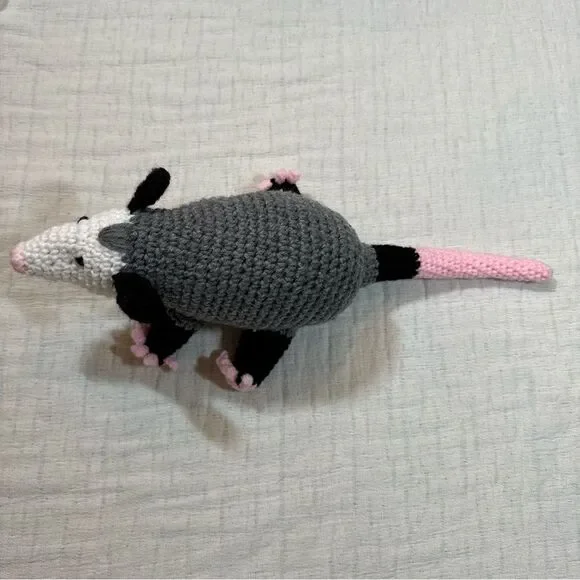 Handmade Crochet Opossum Plushie Stuffed Animal - Picture 2 of 6